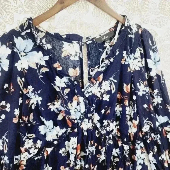 NWT Lulu's Women's Mini Tunic Dress Size S floral Long sleeve Button Back - Picture 2 of 11